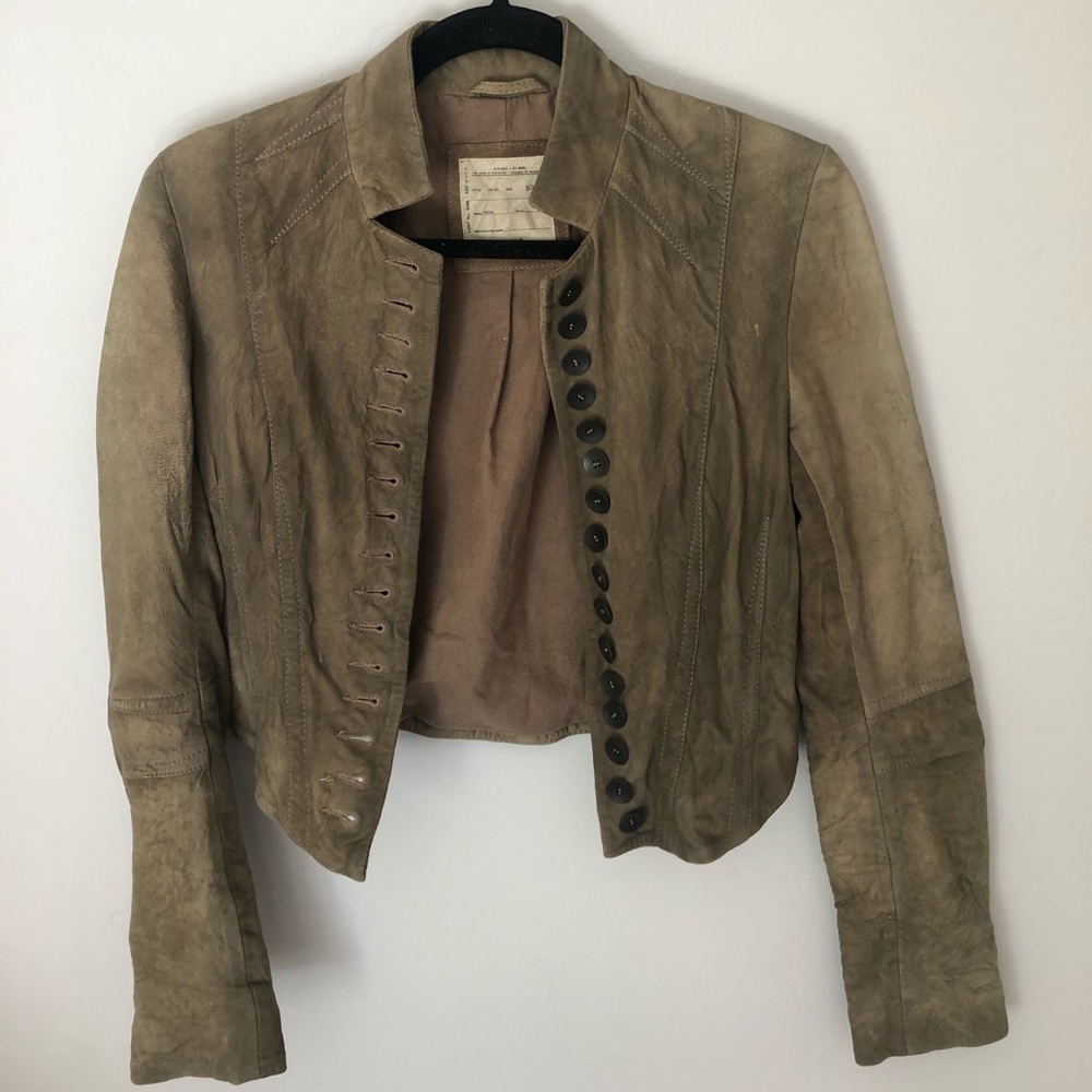 All Saints: Vintage Leather Cropped Jacket